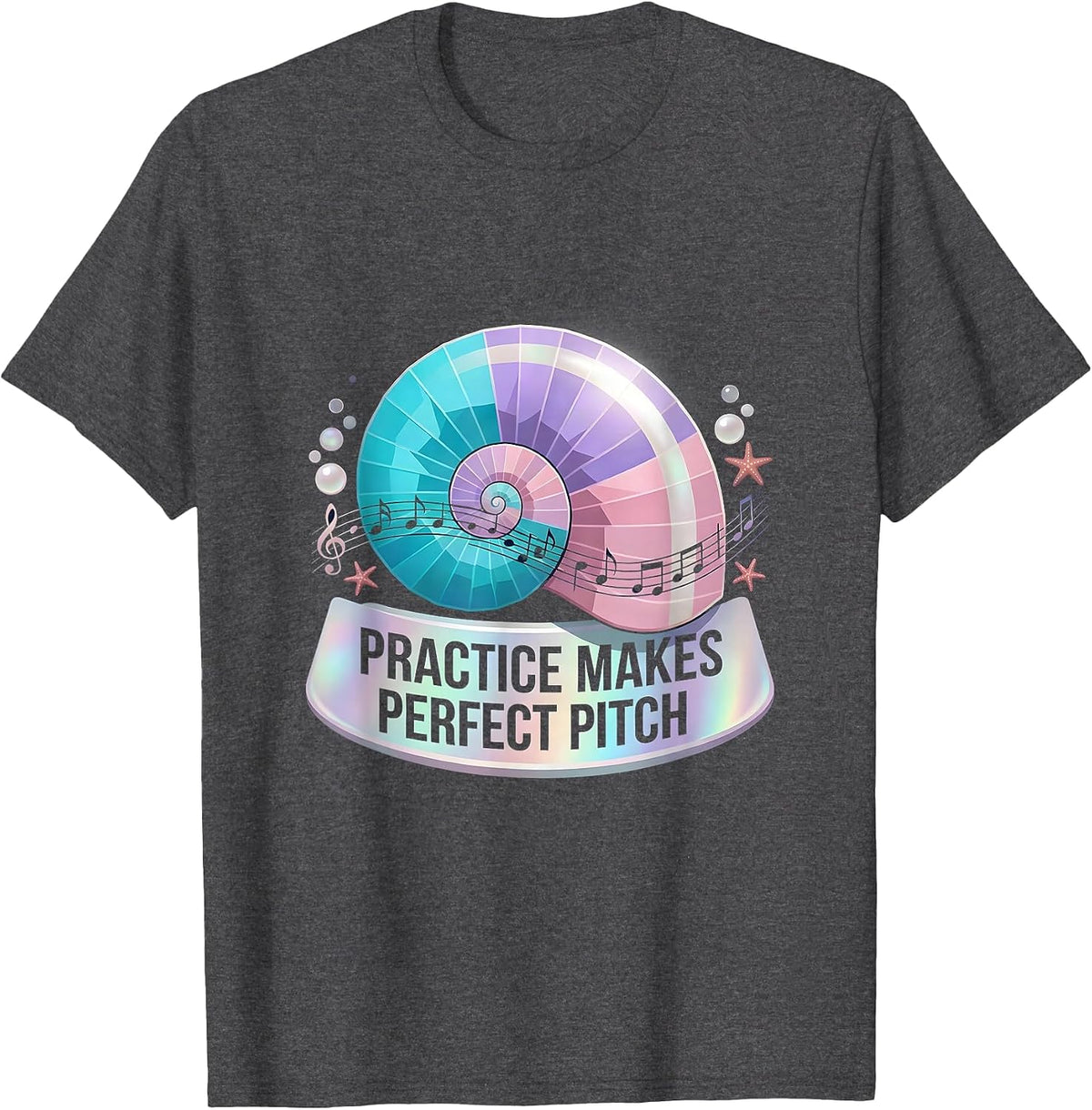 Practice Makes Perfect Pitch Music Teacher Design T-Shirt - Dark Heather Grey