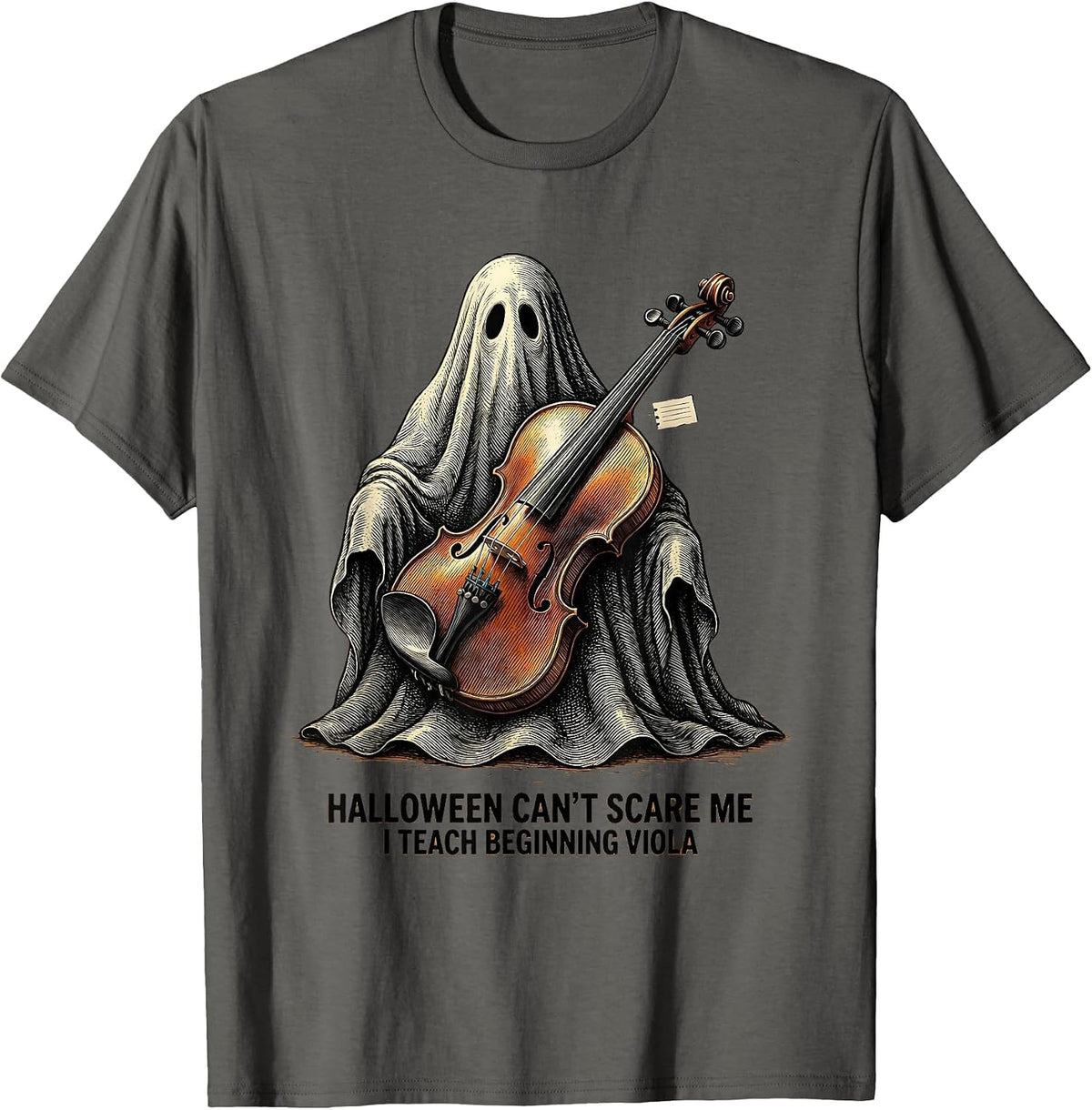 Men's Halloween Can't Scare Me, I Teach Beginning Viola Teacher T-Shirt - Asphalt Grey