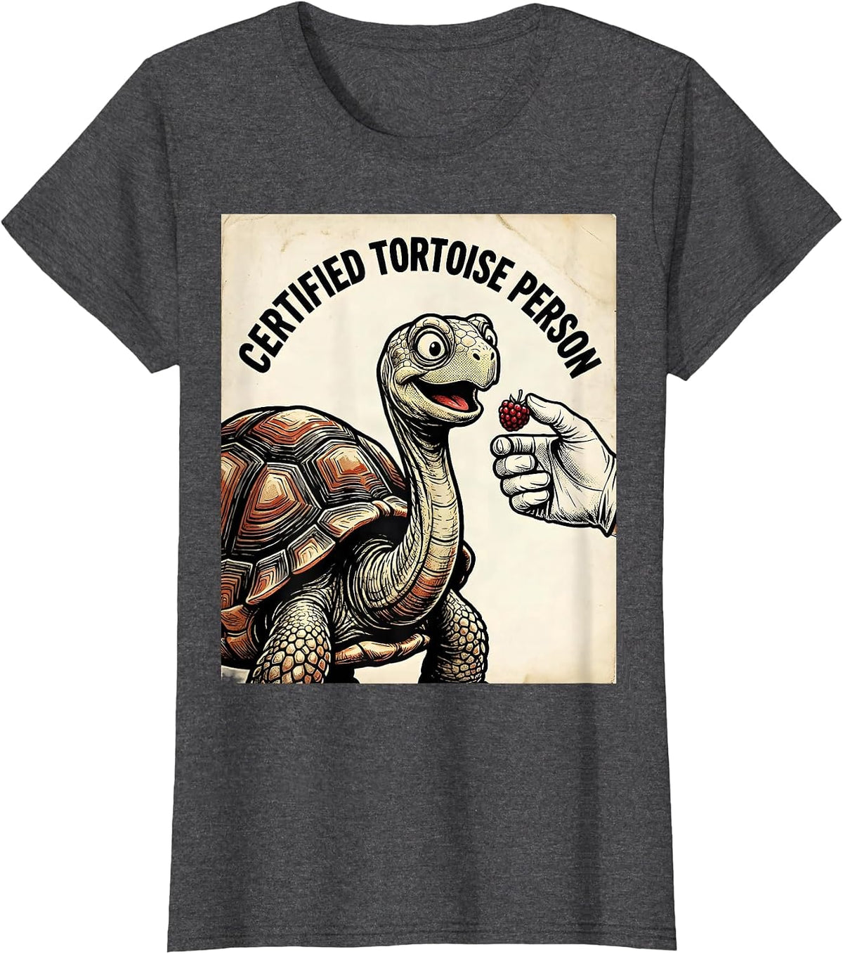 Women's Certified Tortoise Person Funny Tortoise Lover Retro Cartoon T-Shirt - Dark Heather Grey