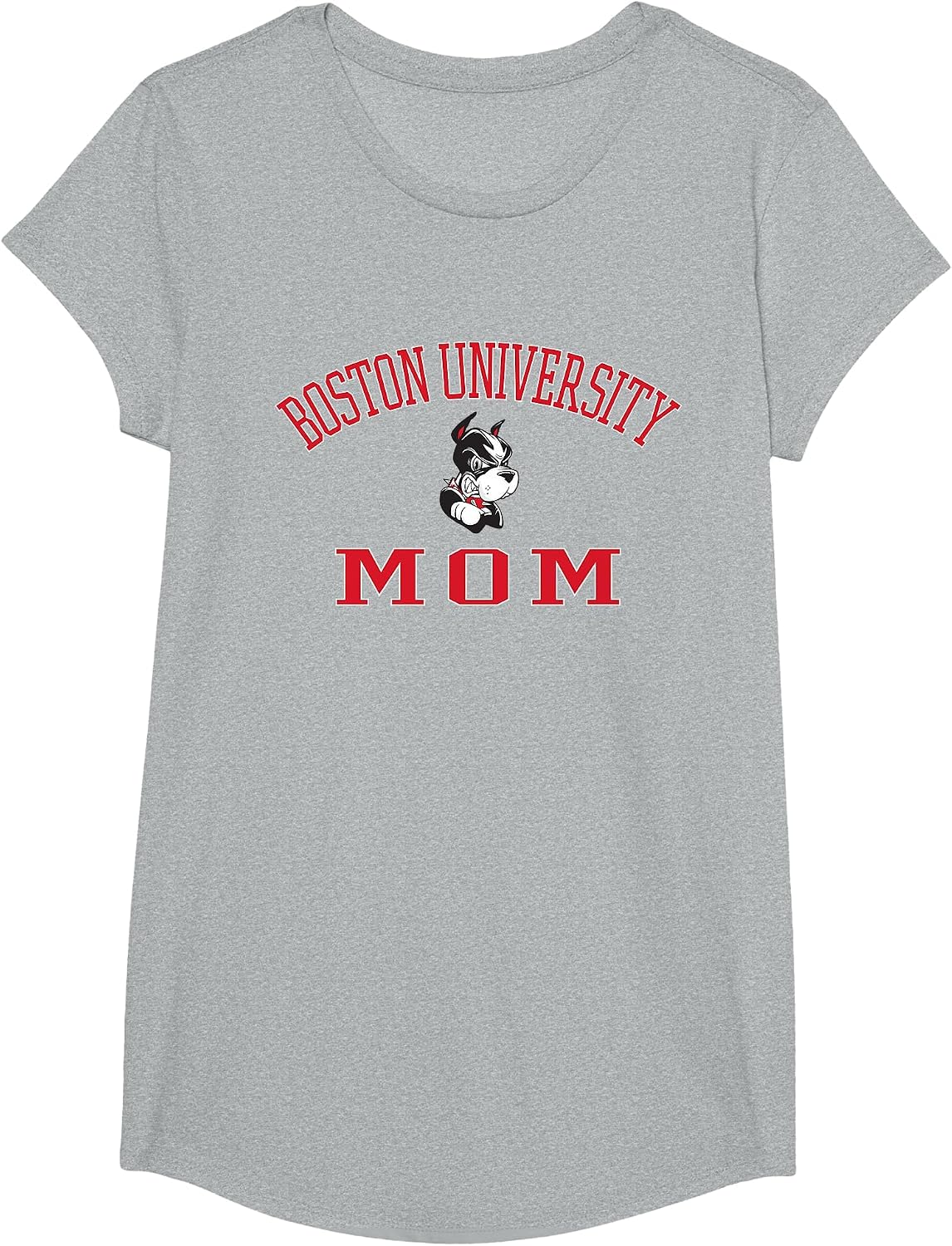 Boston Terriers Arch Over Mom - Neutral Boston U T-Shirt - Girls Heather Grey