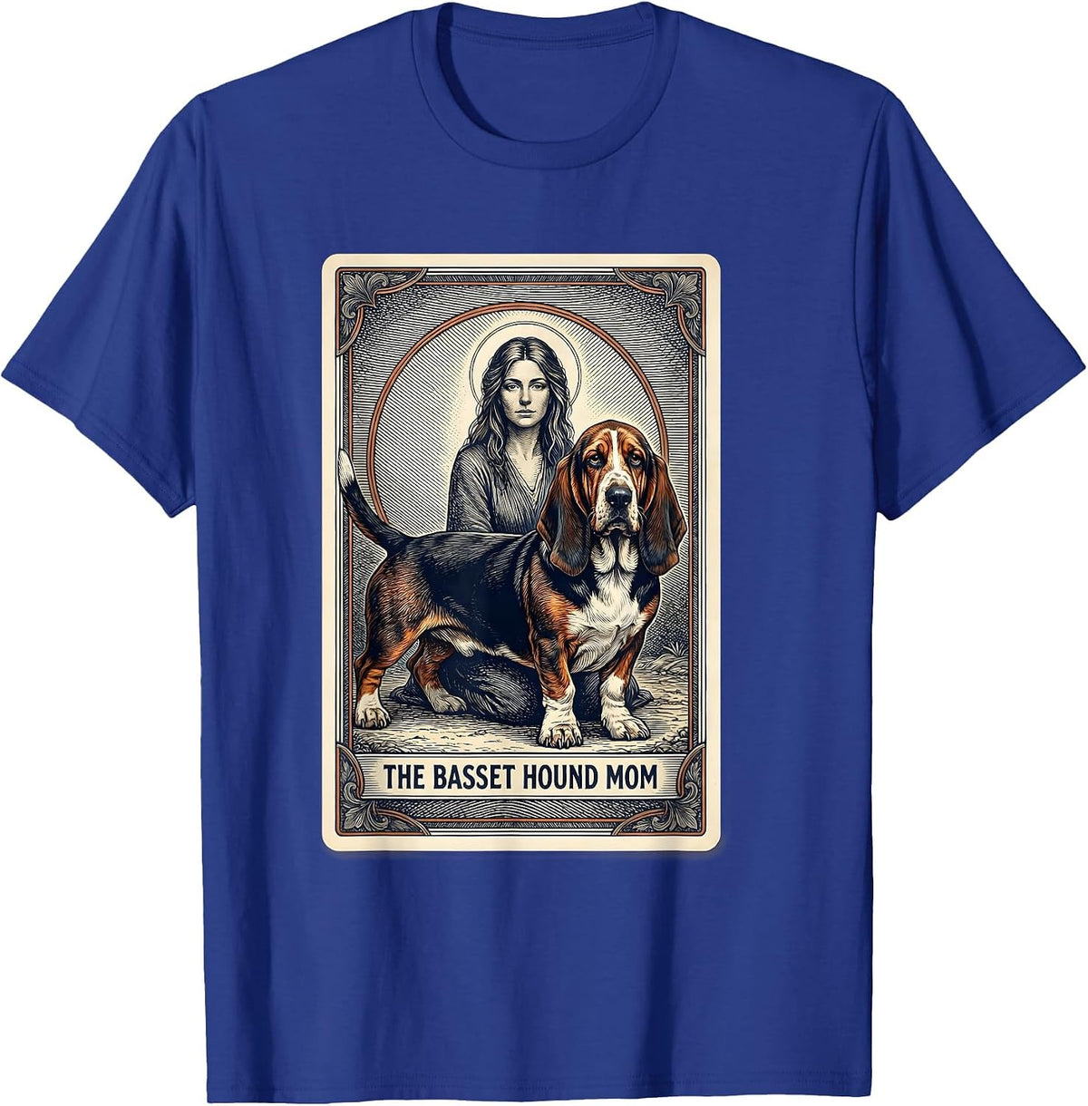 Men's The Basset Hound Mom Tarot Card Dog Mom Halloween T-Shirt - Royal Blue
