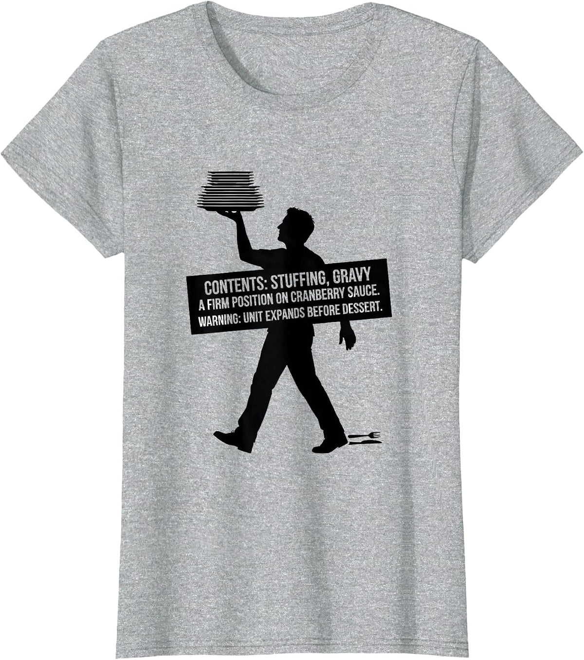 Women's Thanksgiving Nutrition Label Stuffing Gravy Parody T-Shirt - Heather Grey