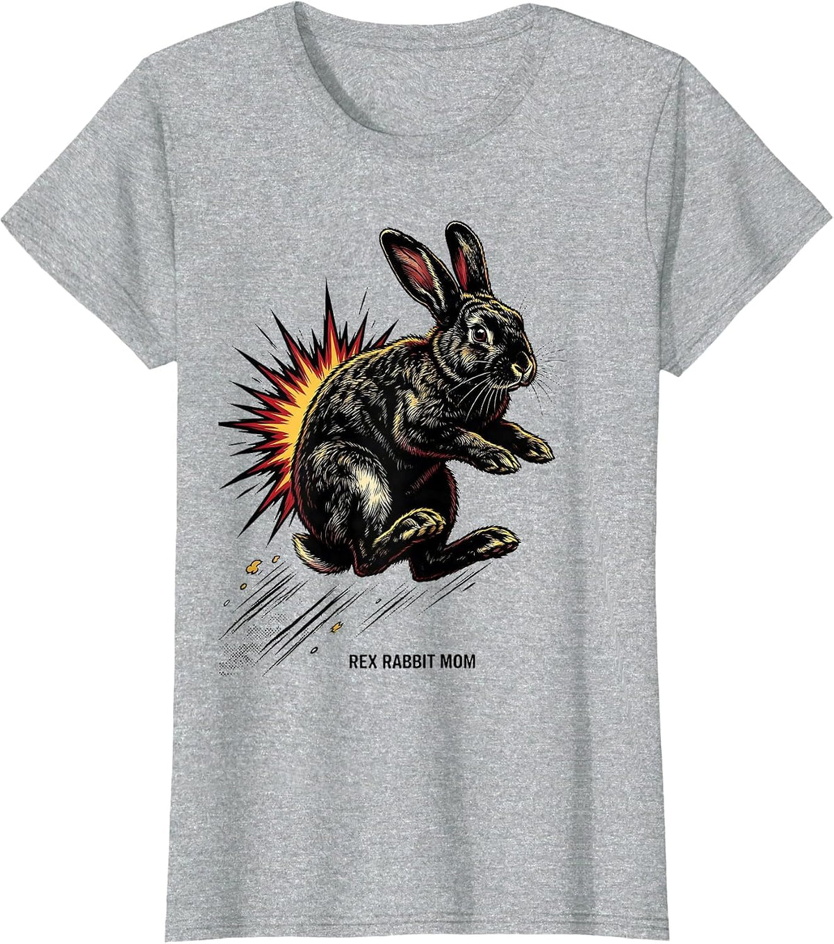 Rex Rabbit Mom Comic Book Alt Goth Bunny Lover Humor T-Shirt - Heather Grey