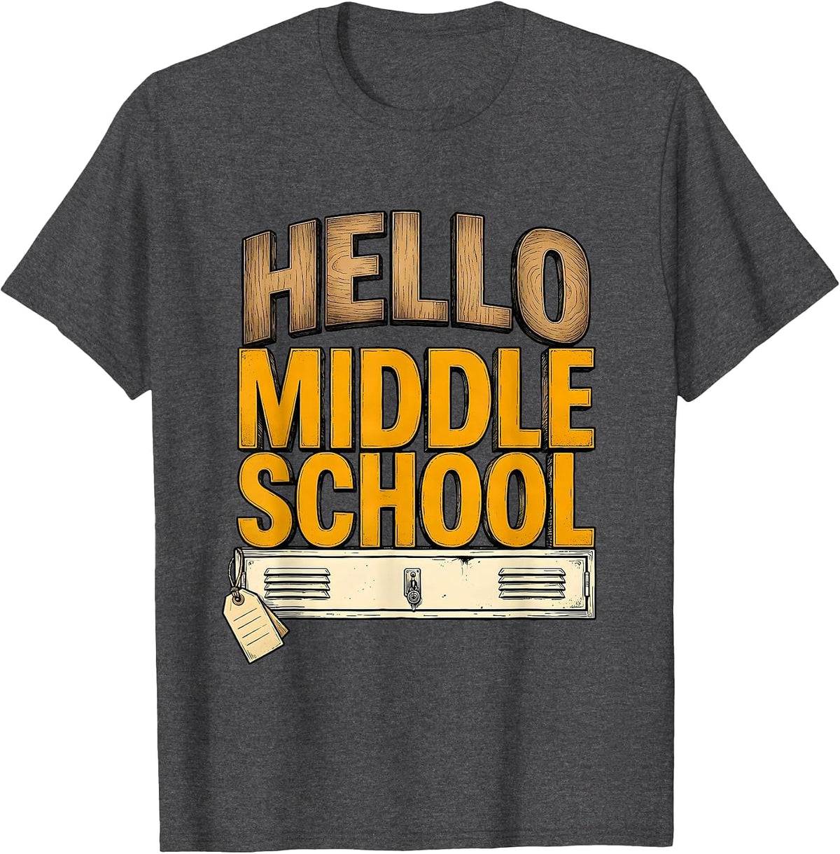 Men's Hello Middle School Cute Kids First Day of School T-Shirt - Dark Heather Grey