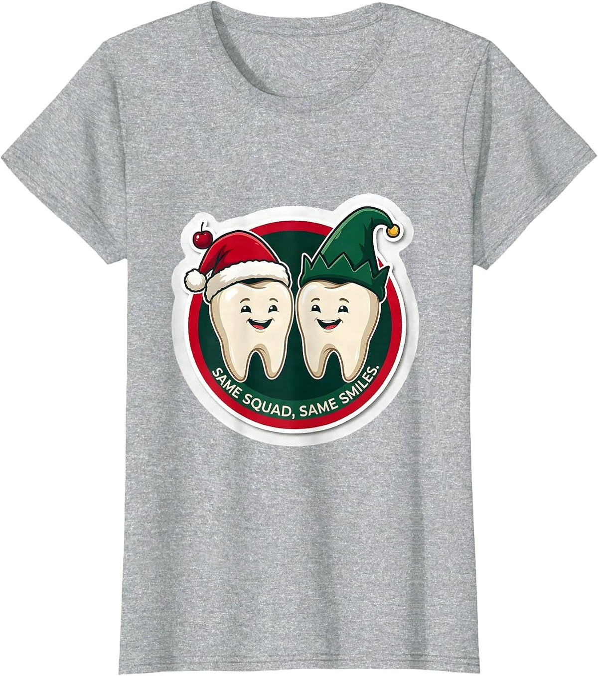 Same Squad, Same Smiles Funny Dental Christmas Dental Team T-Shirt - Heather Grey