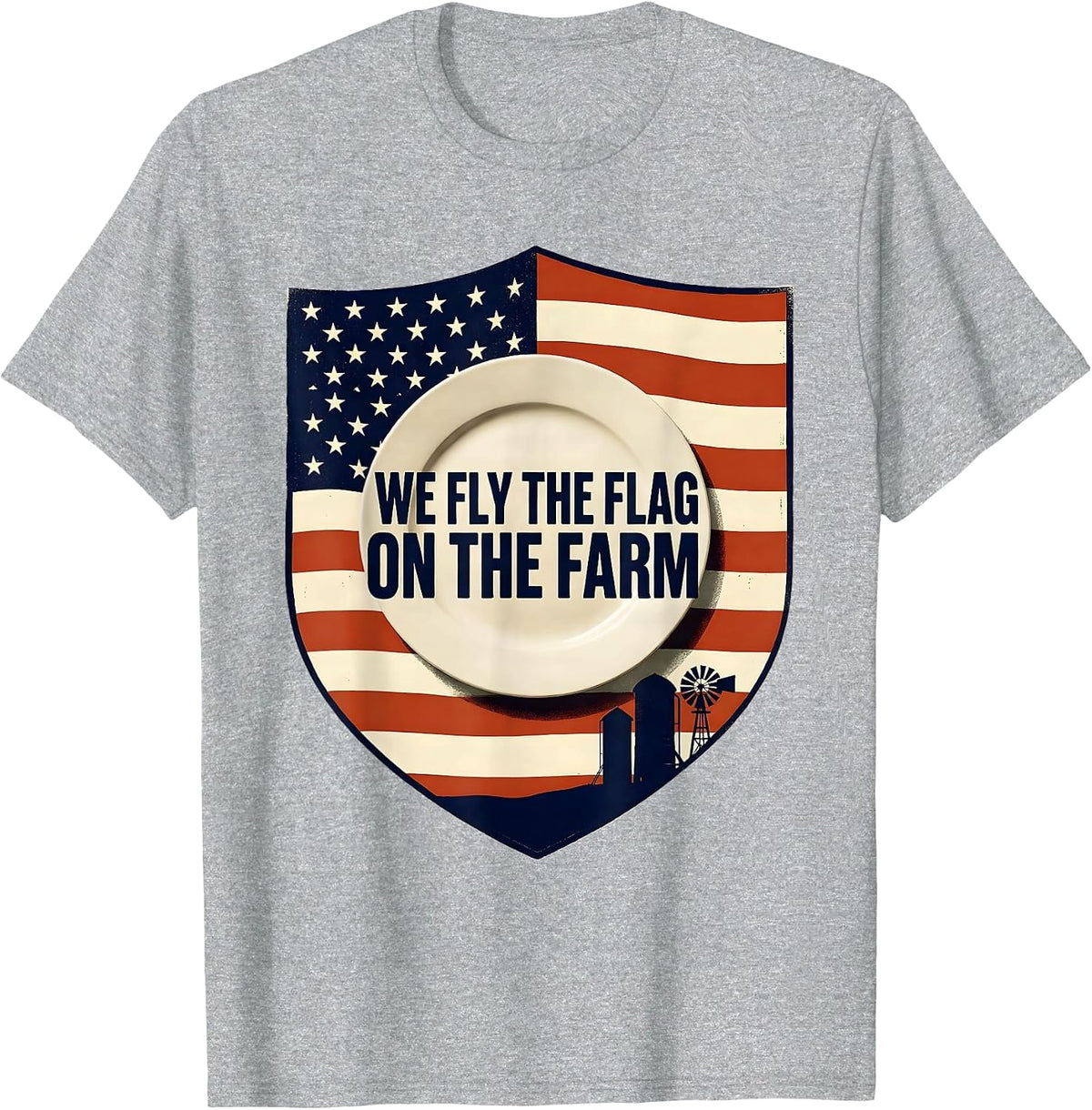 Men's We Fly The Flag On The Farm Patriotic 4th Of July Farm Life T-Shirt - Heather Grey