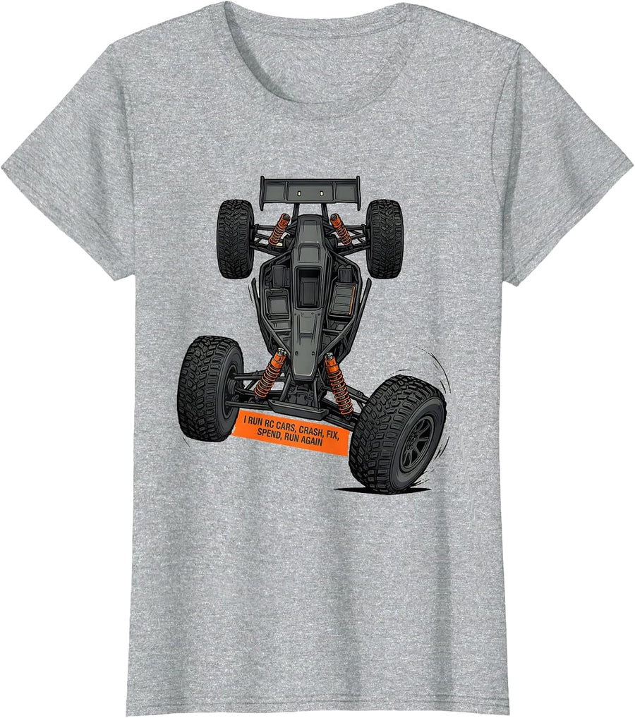 I Run RC Cars Crash Fix Spend Run Again RC Racer T-Shirt - Heather Grey