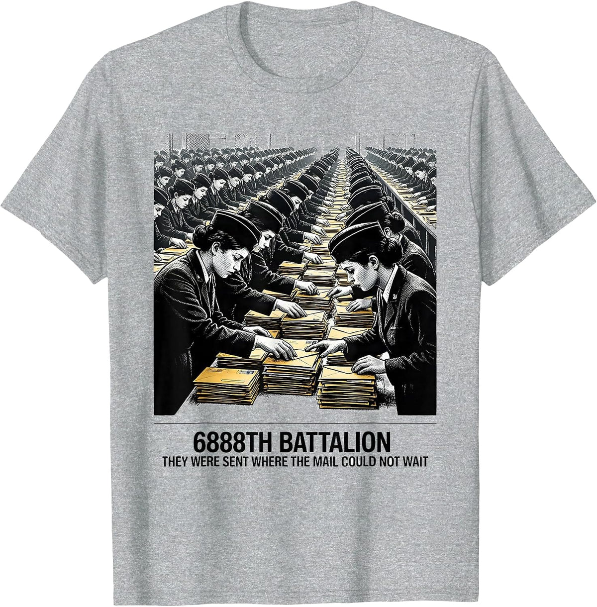 Men's 6888th Battalion WWII Tribute Black Servicewomen T-Shirt - Heather Grey
