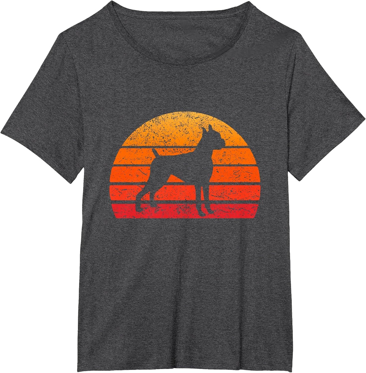 Retro Boxer Dog Outfit Men Distressed Sun Boxer T-Shirt - Dark Heather Grey