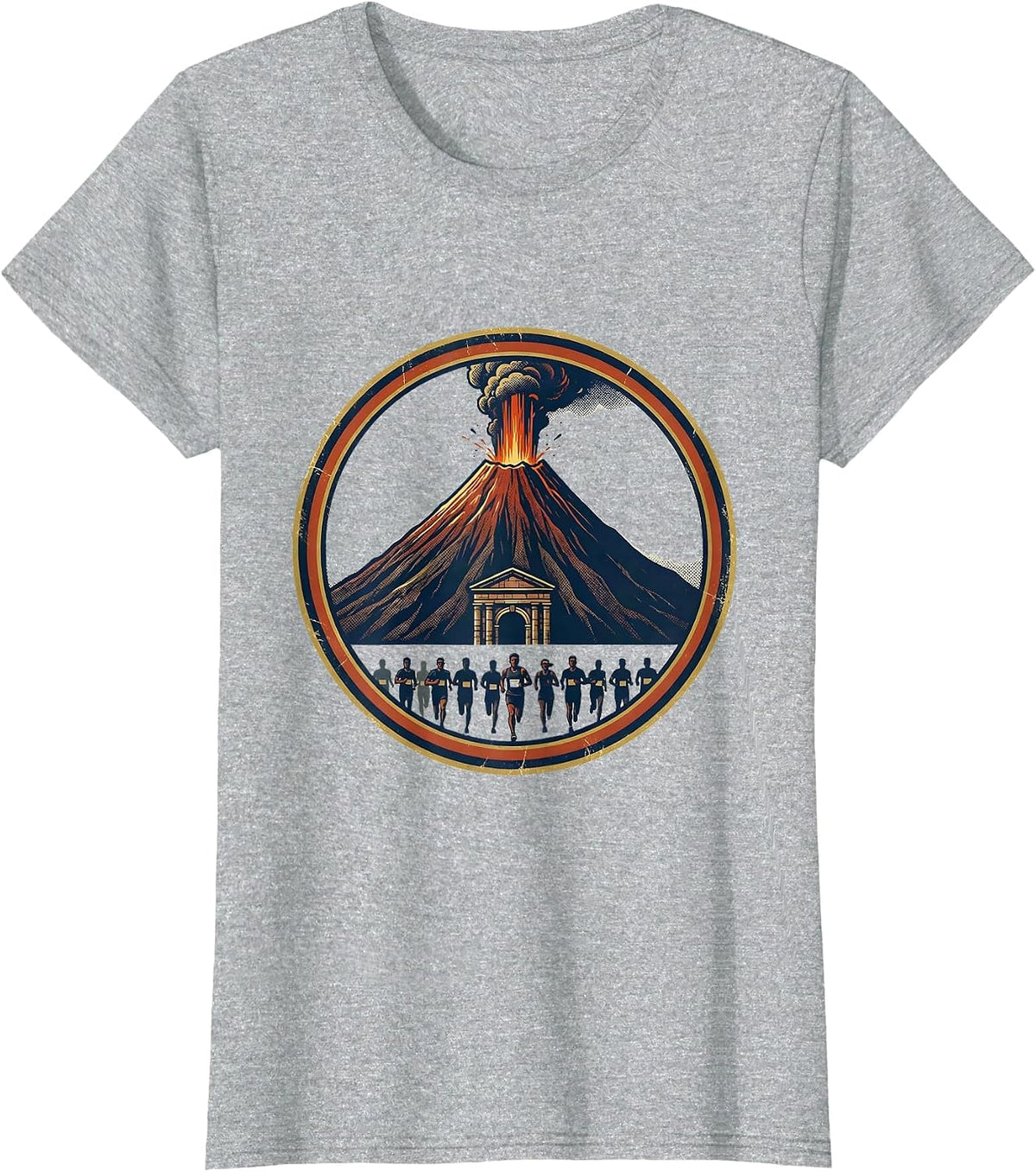 Sealed Pompeii Volcano Fun Run Race Badge Emblem T-Shirt - Heather Grey