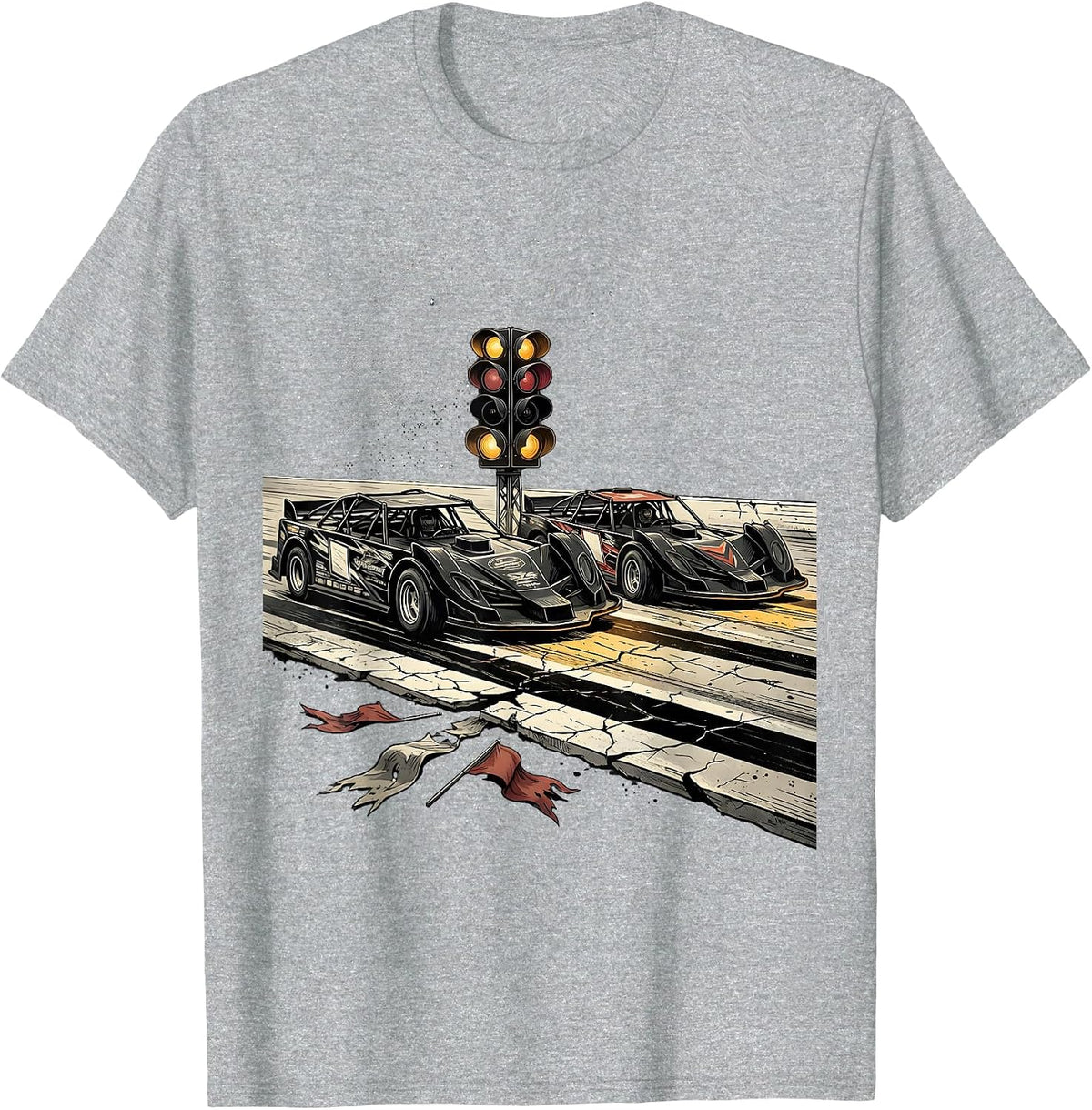 Men's Sprint Cars Patriotic RC Racer American Flag Hobbyist T-Shirt - Heather Grey
