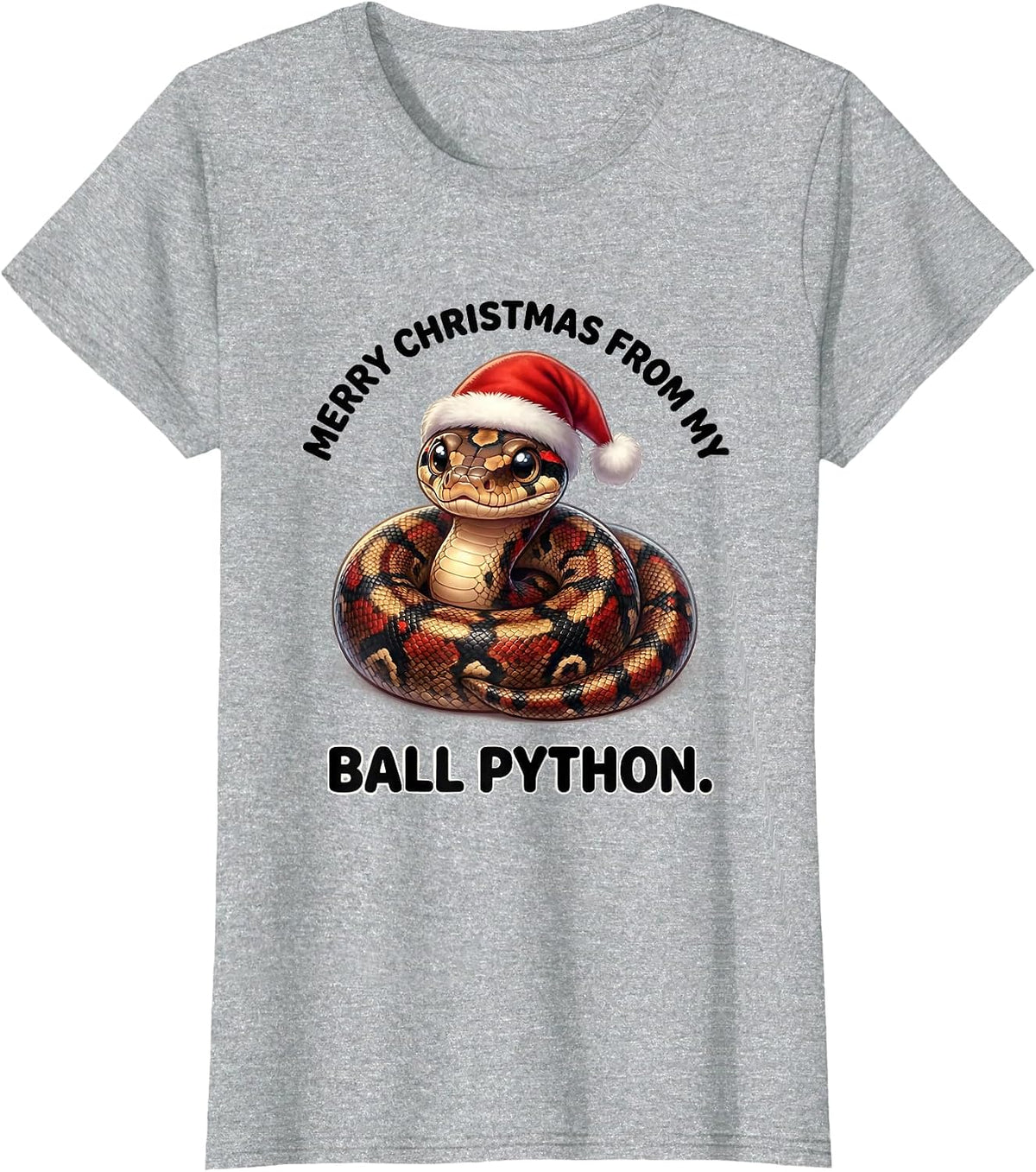 Merry Christmas From My Ball Python Cute Kawaii Reptile T-Shirt - Heather Grey