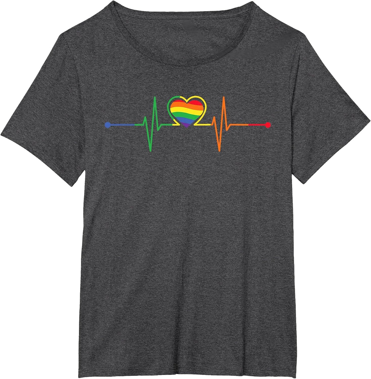 Rainbow Heartbeat - Flag LGBT Gay Pride Month Transgender T-Shirt - Dark Heather Grey