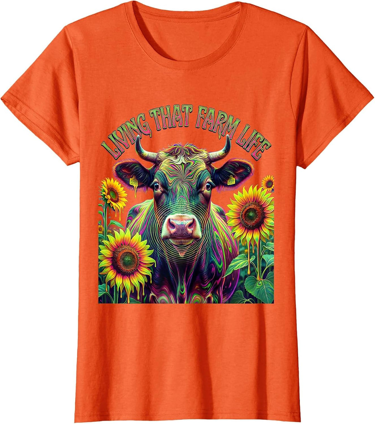 Living That Farm Life Graphic Design T-Shirt - Orange