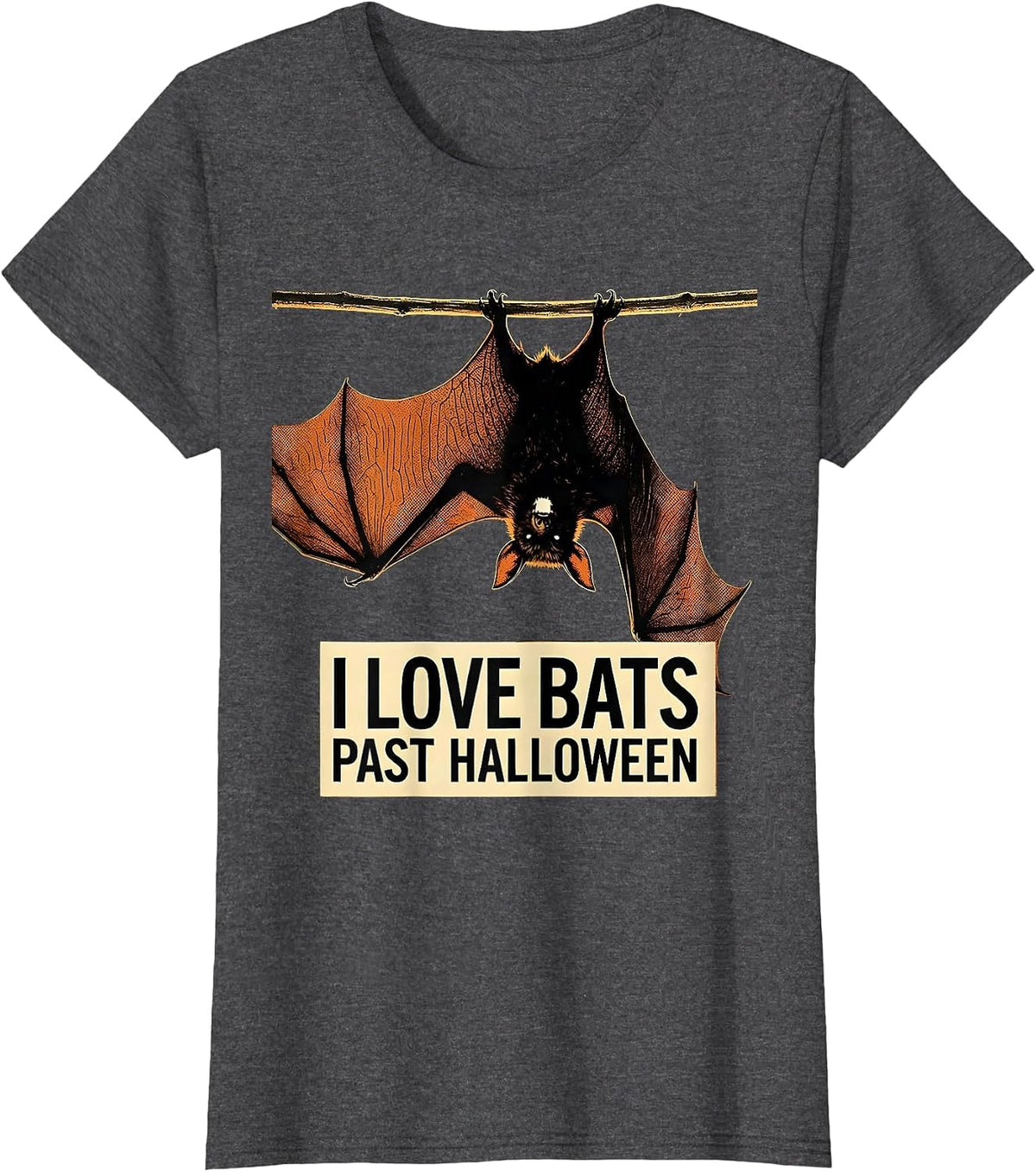 Women's I Love Bats Past Halloween Vintage Bat Lover Halloween Humor T-Shirt - Dark Heather Grey