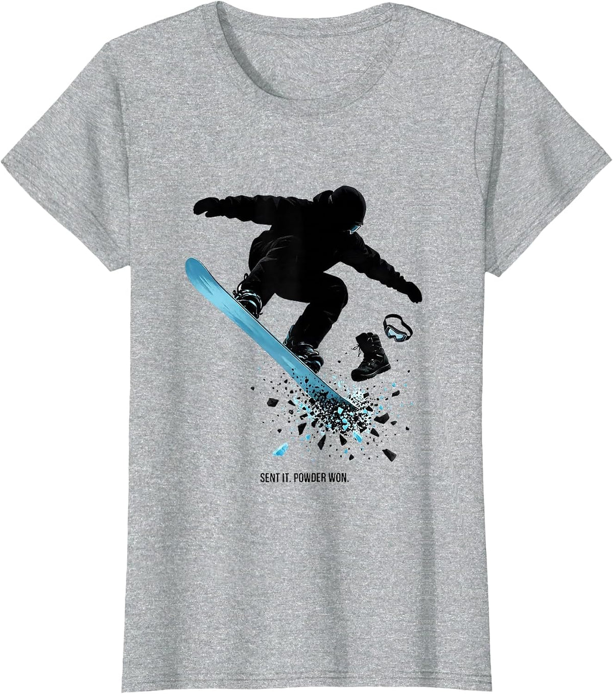 Sent It Powder Won Snowboarder Humor Vintage Skiing Gift T-Shirt - Heather Grey