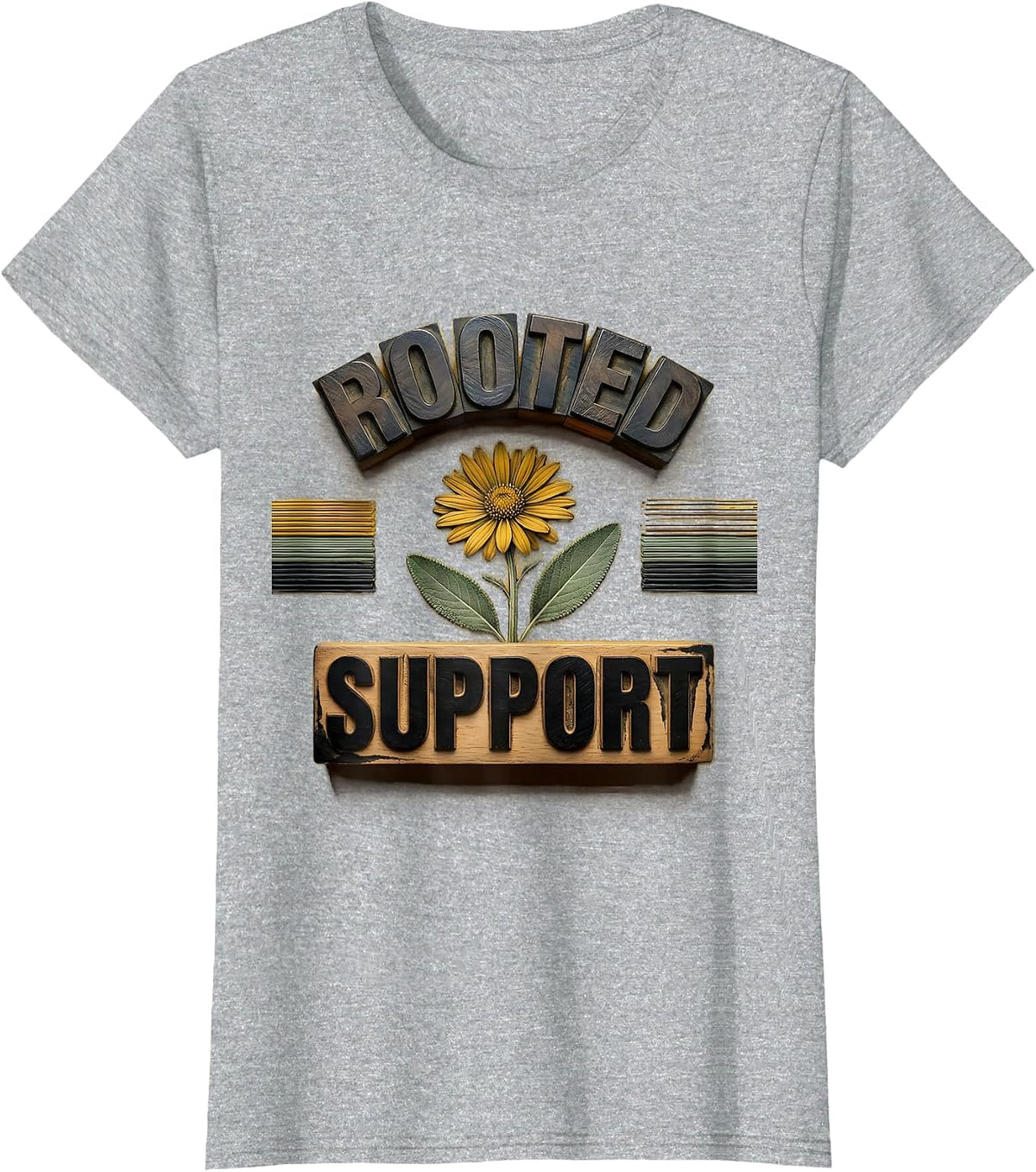 Rooted Support Retro School Counselor Mental Health T-Shirt - Heather Grey