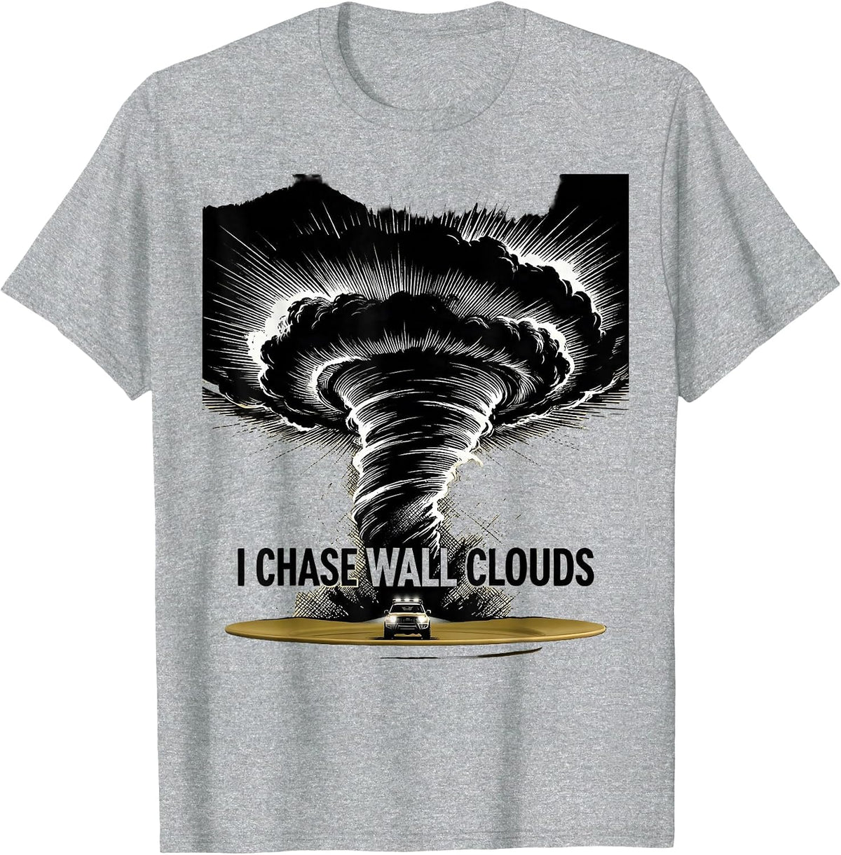 Men's I Chase Wall Clouds Scratchboard Storm Chaser Meteorology T-Shirt - Heather Grey