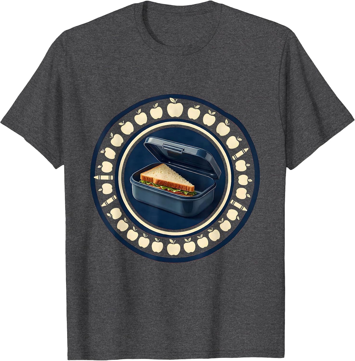 Men's Kindergarten Teacher Lunch Box Graphic T-Shirt - Dark Heather Grey