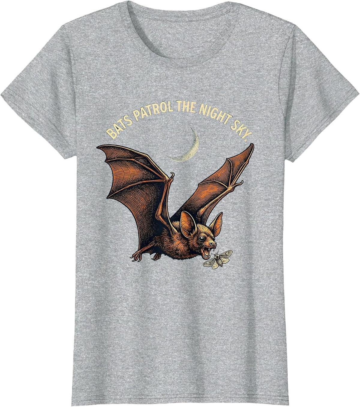 Women's Bats Patrol The Night Sky Vintage Bat Lover Halloween Nature T-Shirt - Heather Grey