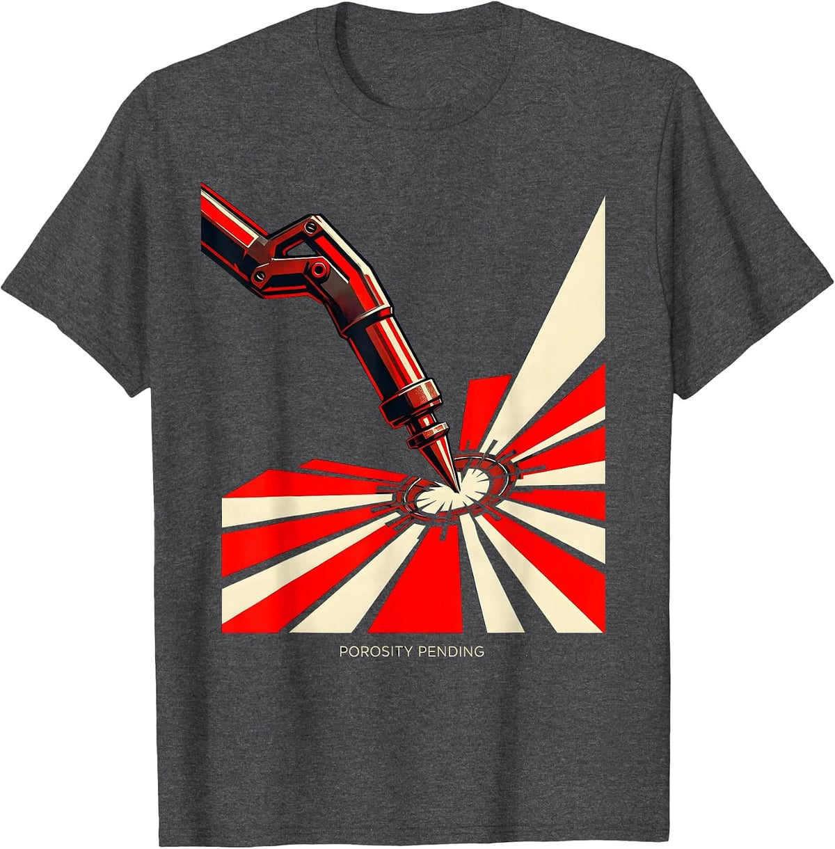 Men's Porosity Pending Constructivist Welder Blue Collar Humor T-Shirt - Dark Heather Grey