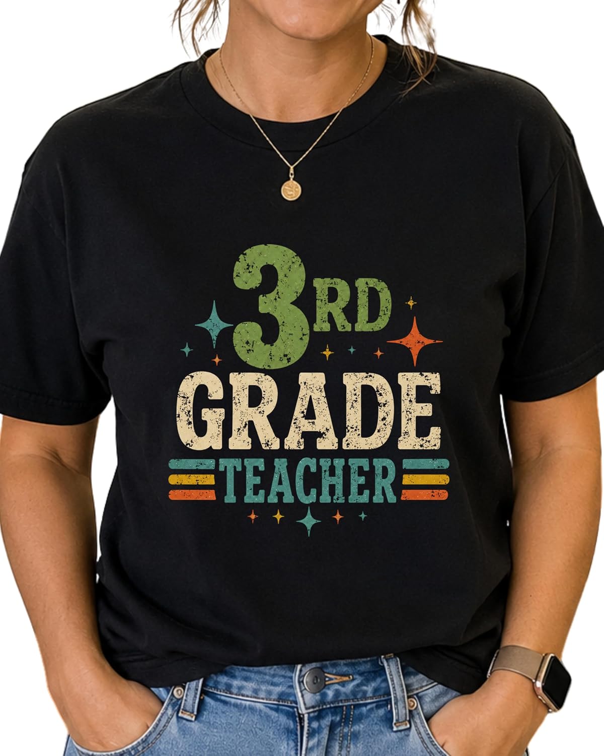 3rd Grade Teacher Shirt, Retro Teacher Tee, Third Grade Teacher Gift, Back to School Shirt - Black