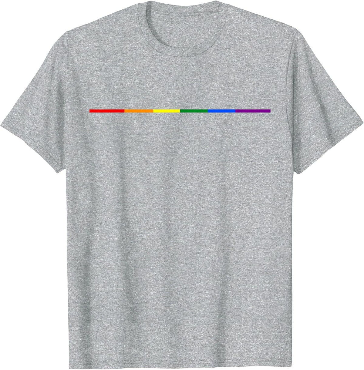 Minimalist LGBTQ+ Pride Rainbow Line Aesthetic Tees T-Shirts for Men Women - Heather Grey