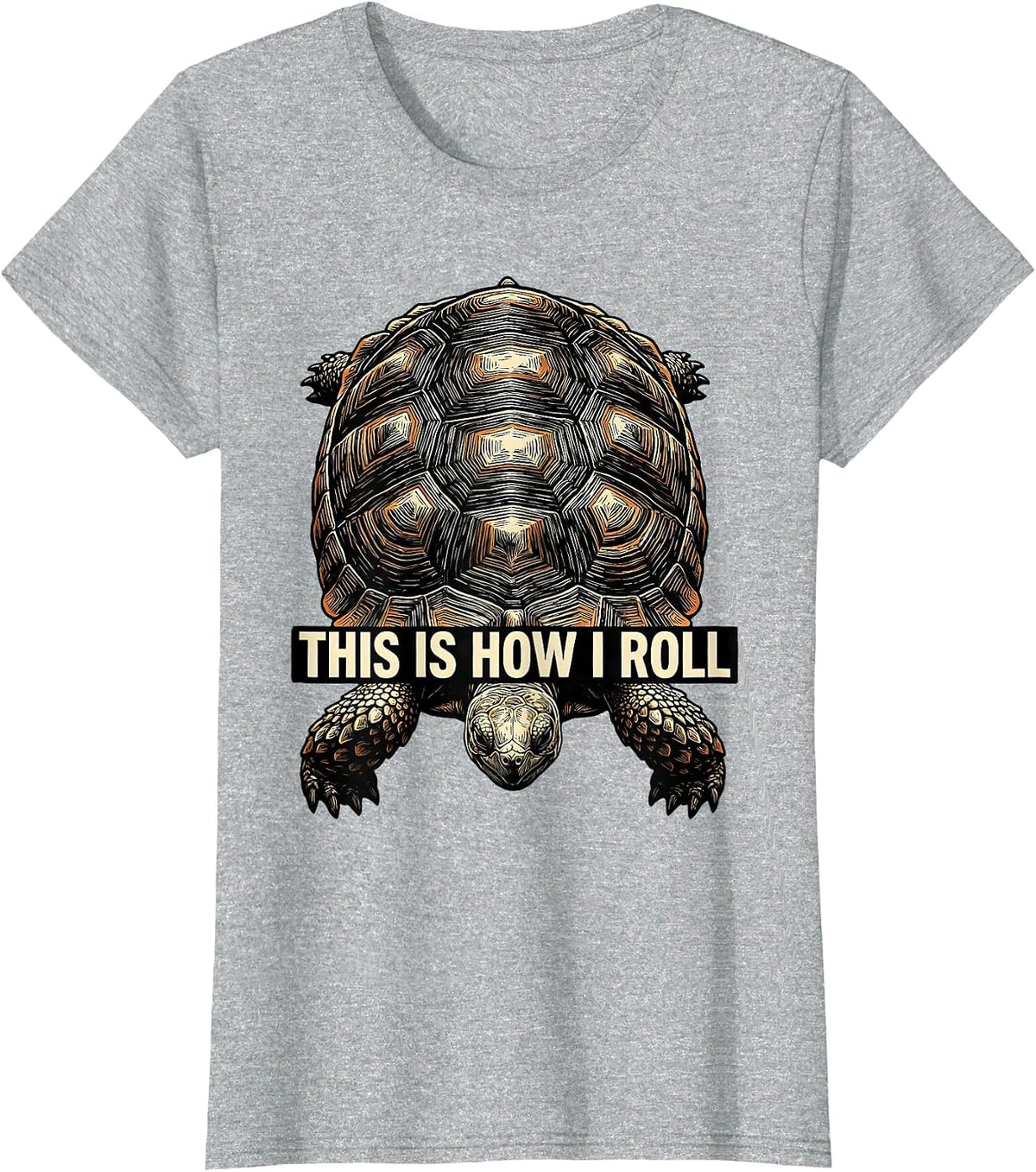 Women's This Is How I Roll Linocut Tortoise Shell Turtle Lover Humor T-Shirt - Heather Grey