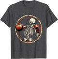Skeleton Boxer Mid-Punch Graphic Design T-Shirt - Dark Heather Grey