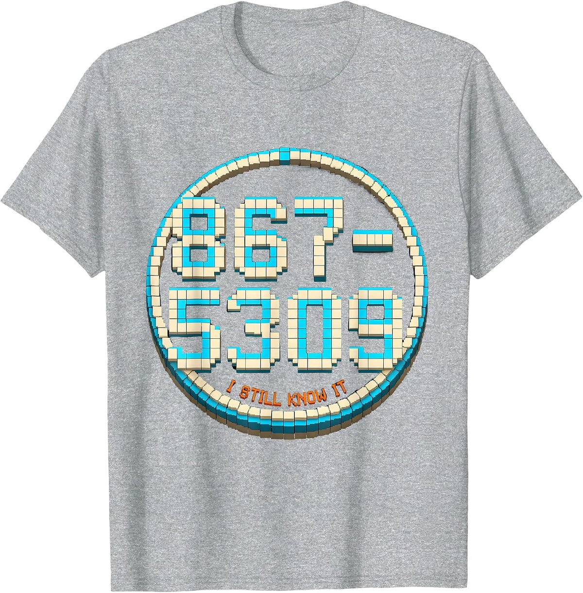 Men's 867-5309 I Still Know It Pixel Art 80s Nostalgia Gen X T-Shirt - Heather Grey