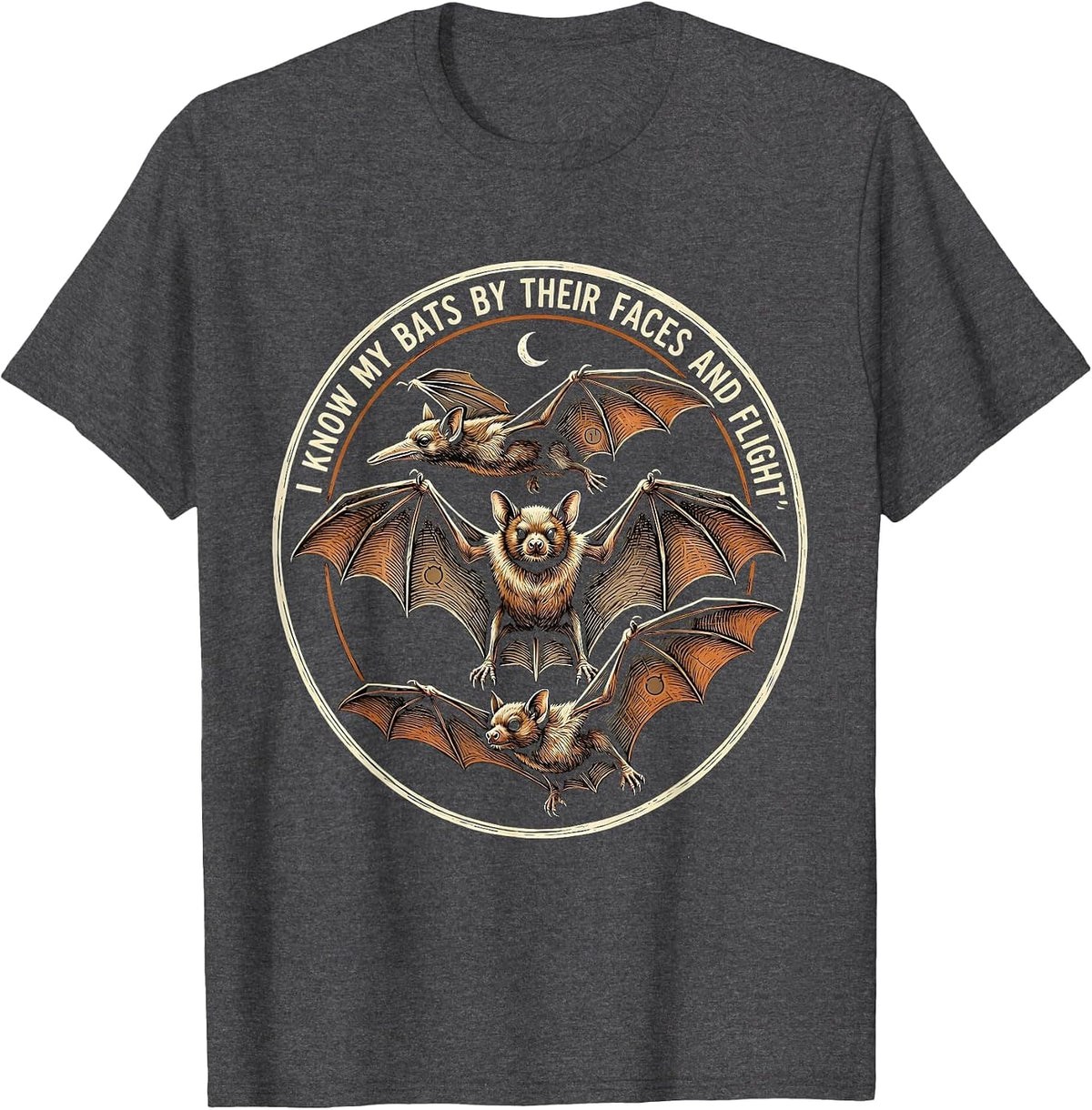 I Know My Bats By Their Faces And Flight Vintage T-Shirt - Dark Heather Grey