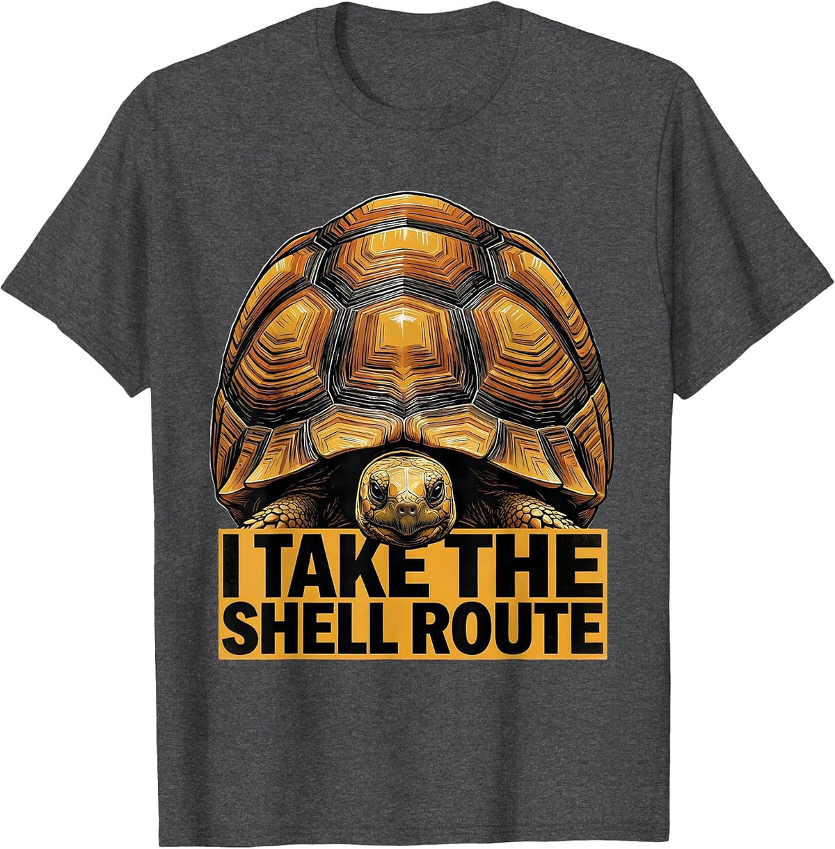 Men's I Take The Shell Route Funny Tortoise Lover Gift T-Shirt - Dark Heather Grey