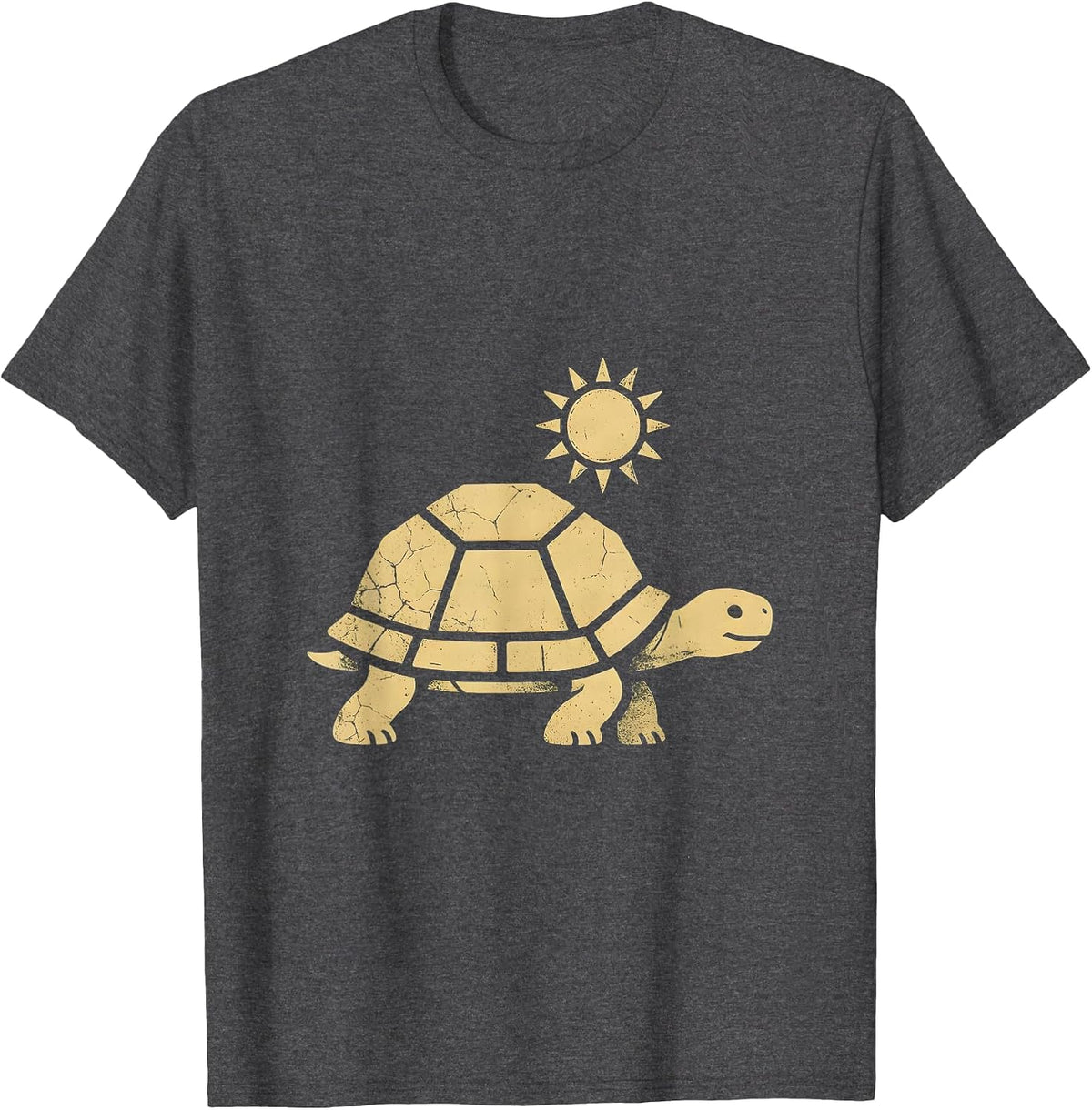 Men's Desert Tortoise Walking Under Hot Sun Western T-Shirt - Dark Heather Grey