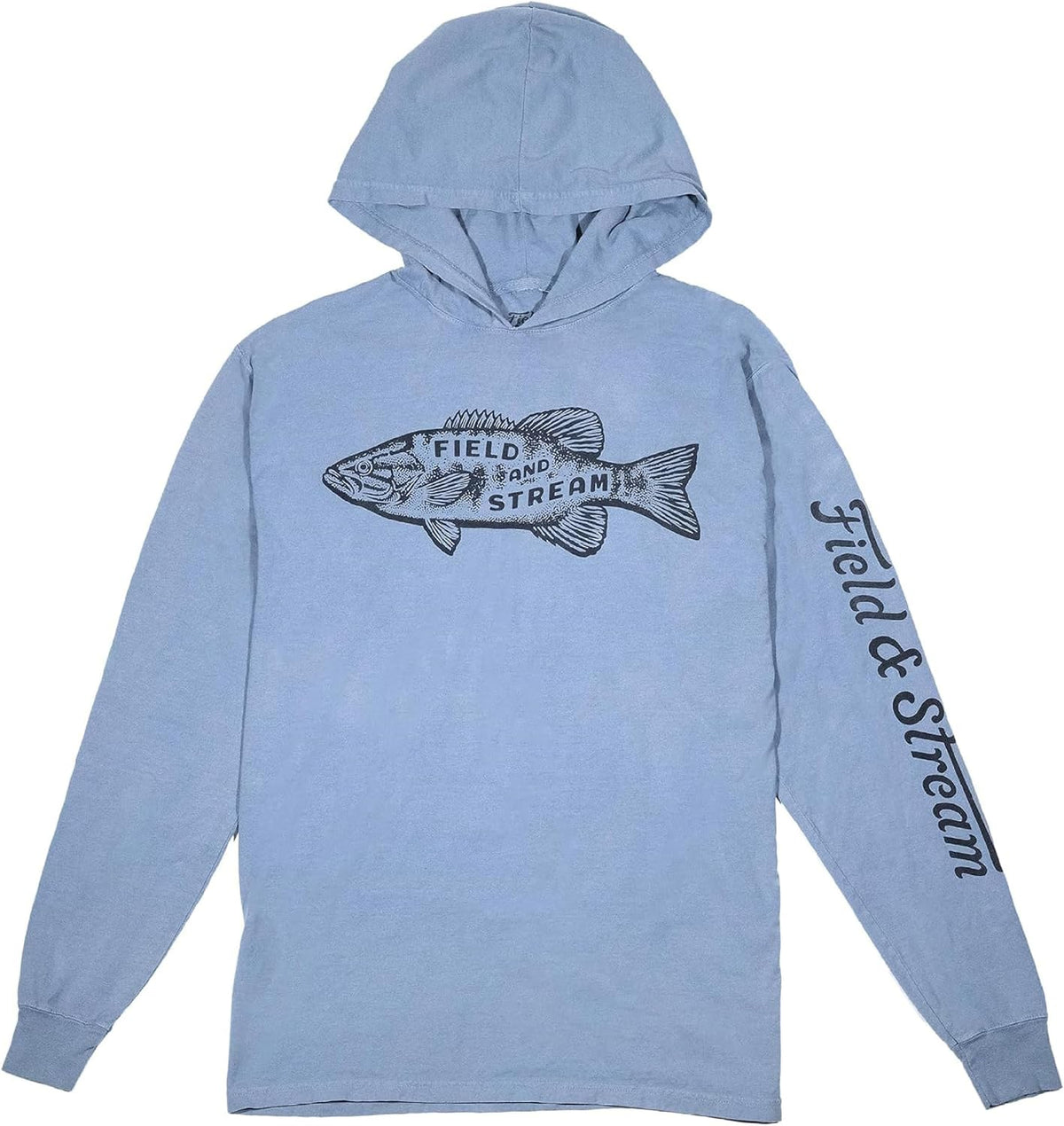 Field & Stream Bass Stamp Long Sleeve Hooded Tee, Saltwater, X-Large - As Pictured