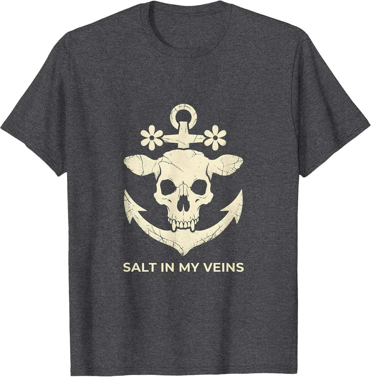 Men's Salt In My Veins Sailor Graphic Design T-Shirt - Dark Heather Grey