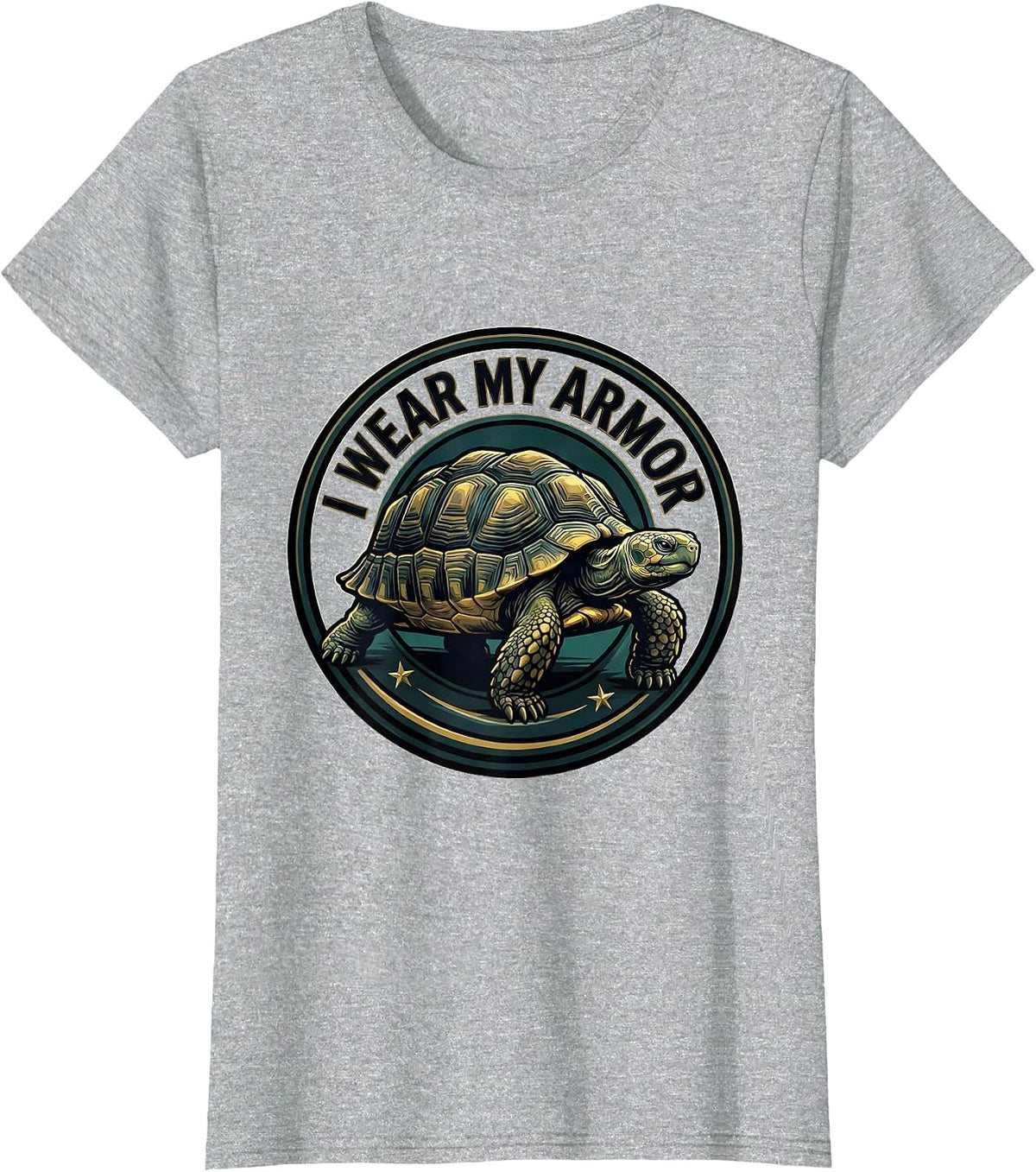 Women's I Wear My Armor Funny Tortoise Lover Pet Owner Humor T-Shirt - Heather Grey