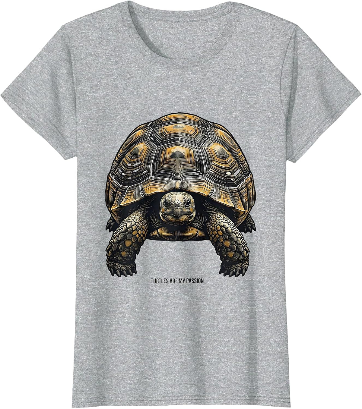 Women's Turtles Are My Passion Linocut Turtle Lover Gift T-Shirt - Heather Grey