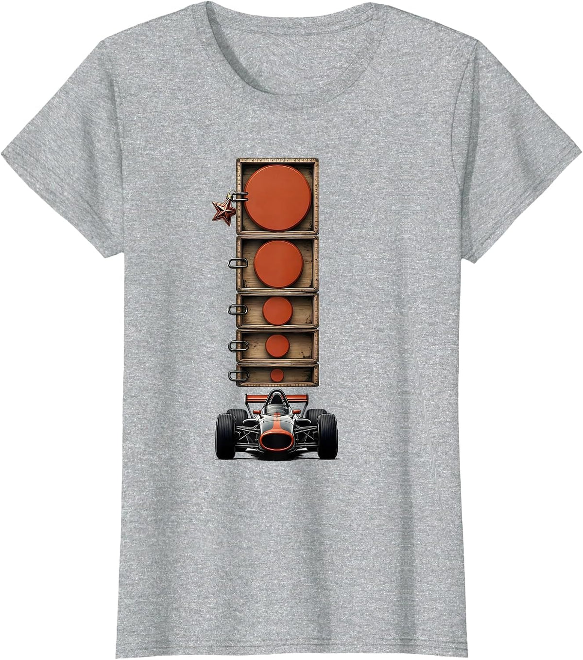 Women's Wood Type Block Chase RC Car Sprint Racer Gearhead Humor T-Shirt - Heather Grey