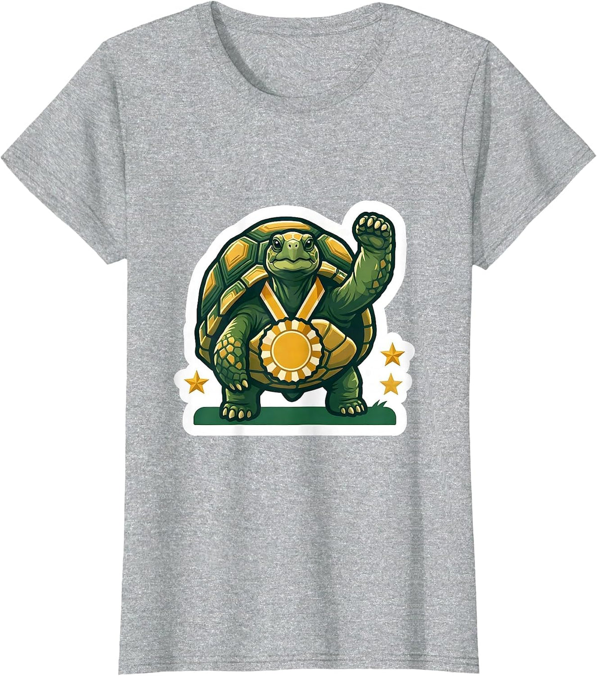 Women's Compact Die-Cut Tortoise Sticker Funny Animal Lover Humor T-Shirt - Heather Grey