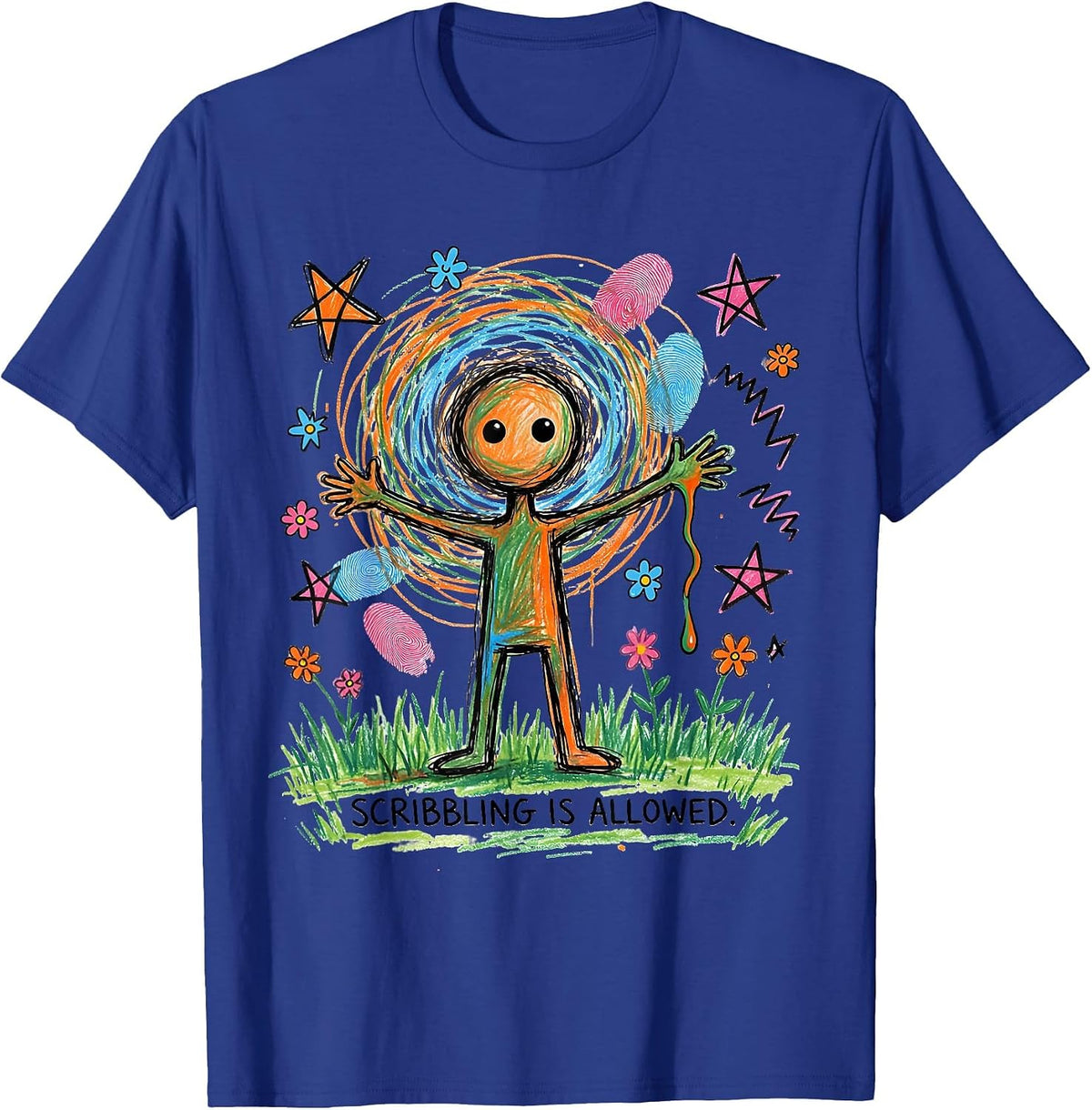 Men's Scribbling Is Allowed Funny Art Teacher Back To School T-Shirt - Royal Blue