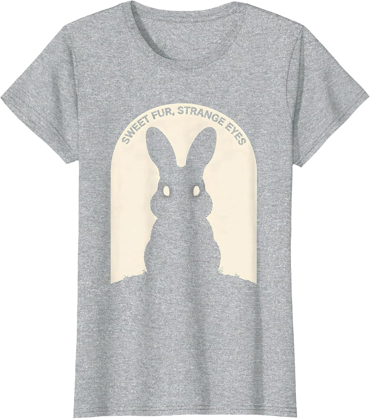 Women's Sweet Fur, Strange Eyes Cute Goth Bunny Rabbit Silhouette T-Shirt - Heather Grey