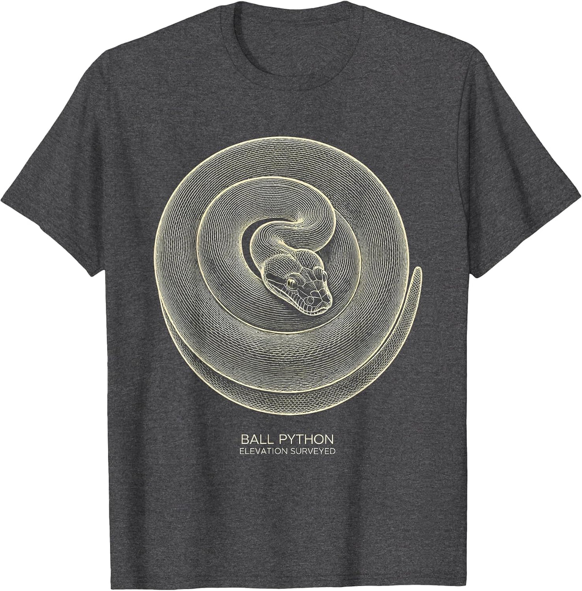 Ball Python Elevation Surveyed Funny Snake Lover Reptile T-Shirt - Dark Heather Grey