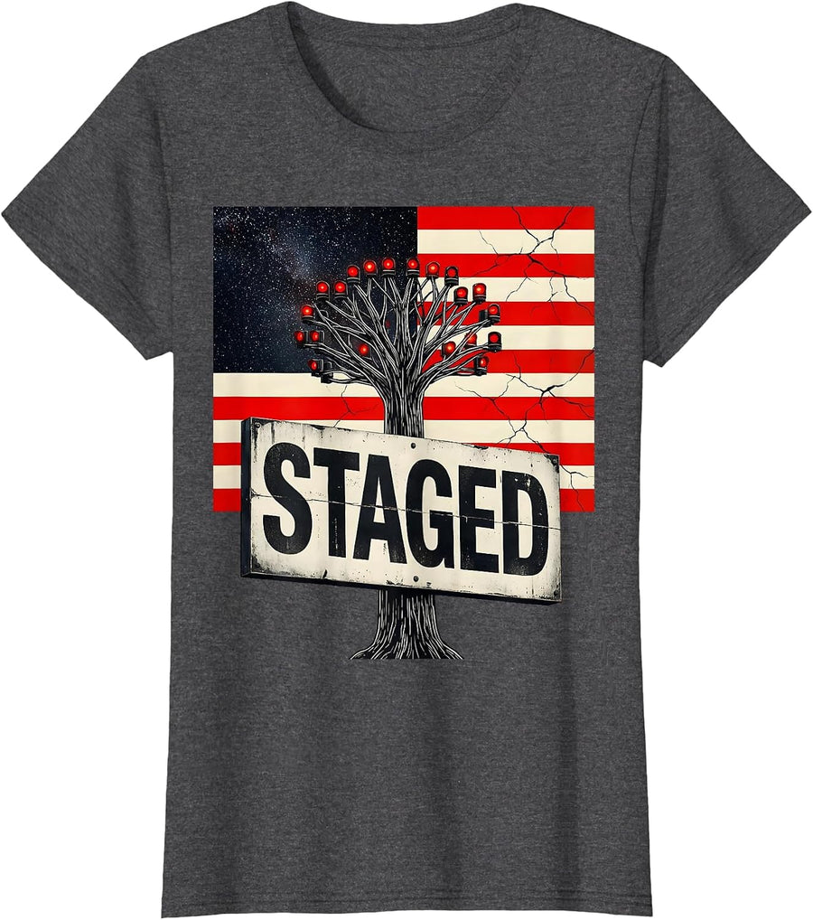 Women's Staged Patriotic RC Car Racing Drag Strip Tree Light Gift T-Shirt - Dark Heather Grey