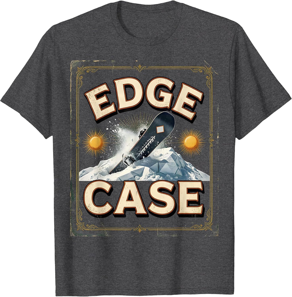 Men's Edge Case Vintage Snowboarder Ski Lover Winter Humor T-Shirt - Dark Heather Grey