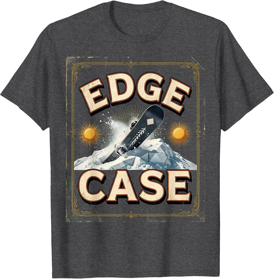 Men's Edge Case Vintage Snowboarder Ski Lover Winter Humor T-Shirt - Dark Heather Grey
