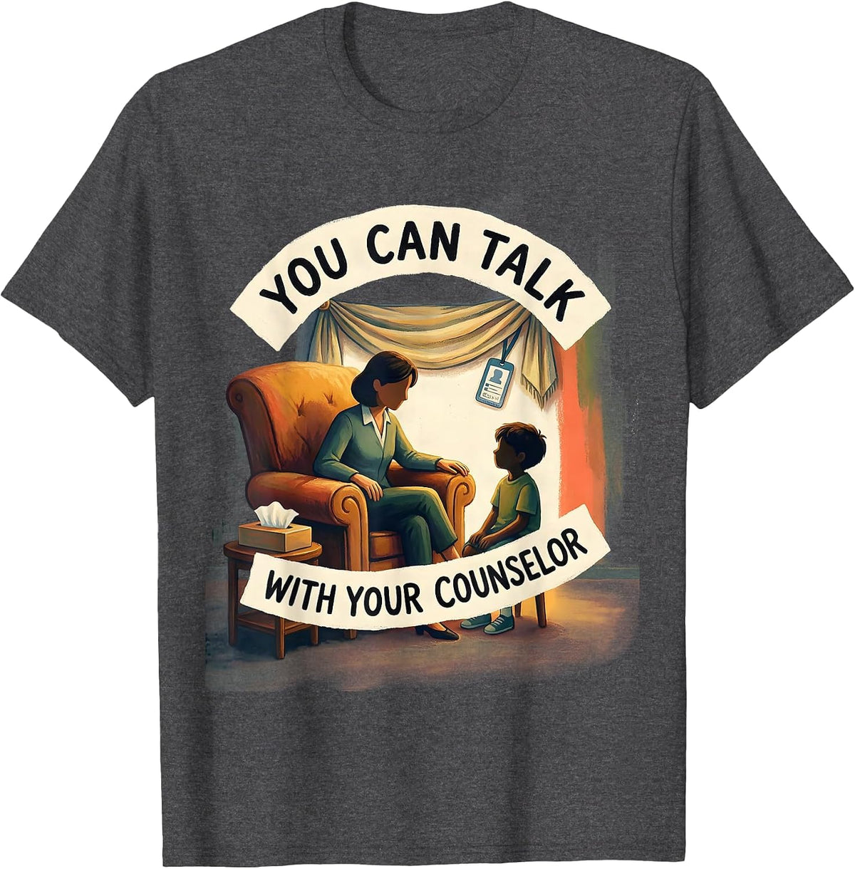 You Can Talk With Your Counselor Storybook Counselor Staff T-Shirt - Dark Heather Grey