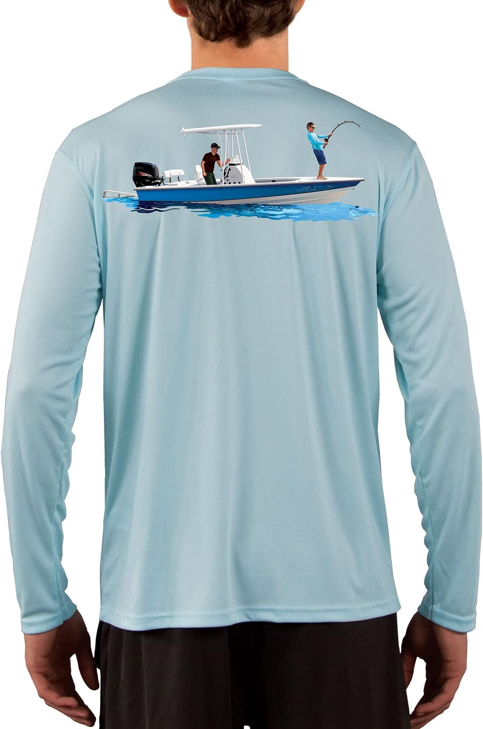 Skiff Life Center Console Bay Boat Fishing Shirts Men's Quick Dry Lightweight UPF 50+ Long Sleeve Shirt Moisture Wicking -
