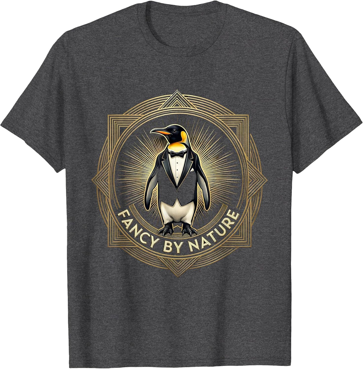 Fancy By Nature Tuxedo Graphic Design T-Shirt - Dark Heather Grey