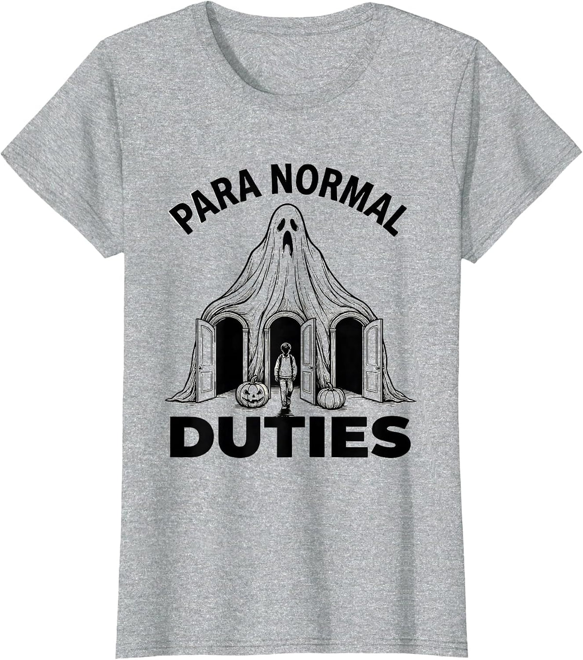 Para Normal Duties Funny Ghost Paraprofessional Halloween T-Shirt - Heather Grey