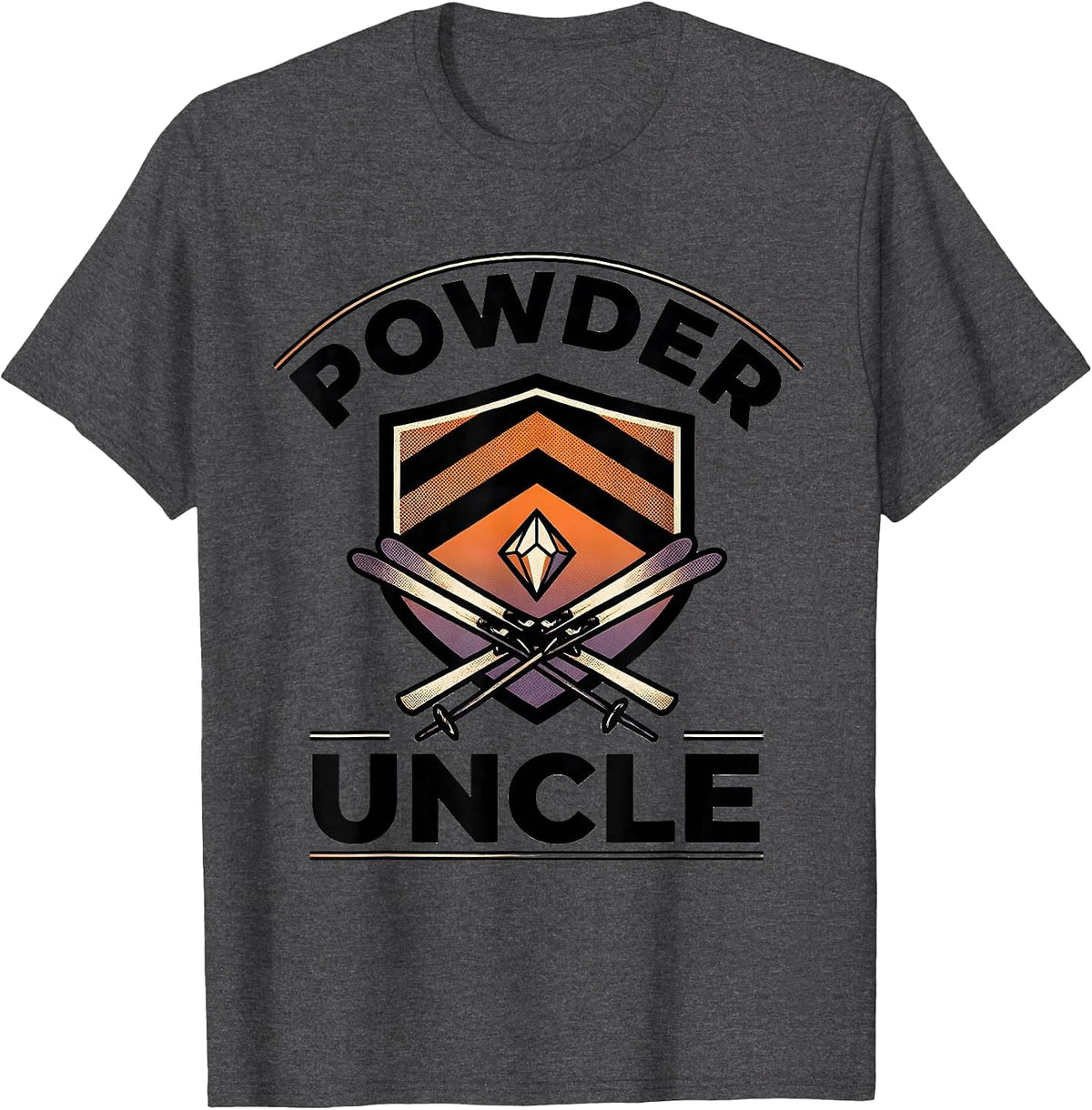 Men's Powder Uncle Funny Ski Snowboarder Ski Dad Gift T-Shirt - Dark Heather Grey